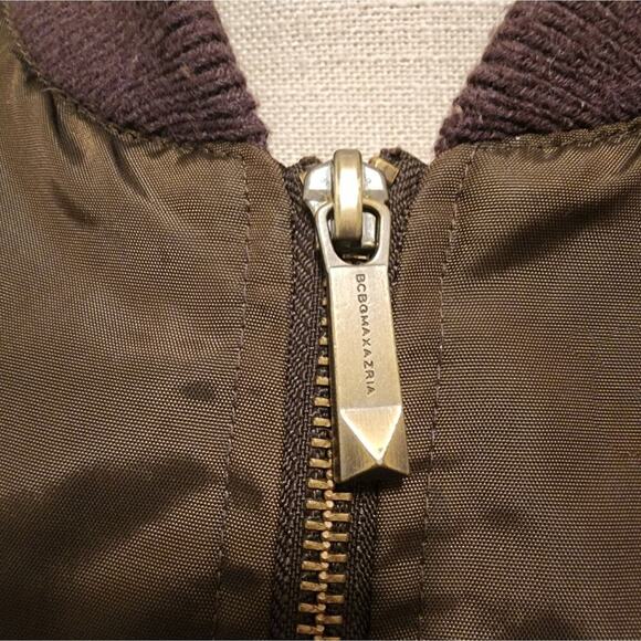 BCBG MAXAZARIA GREEN MULTI POCKET COAT RABBIT FUR LINING SIZE XS - Picture 6 of 12